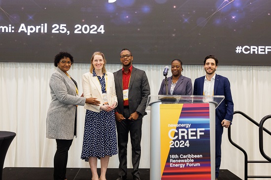 Christina Becker-Birck receiving award onstage at CREF conference